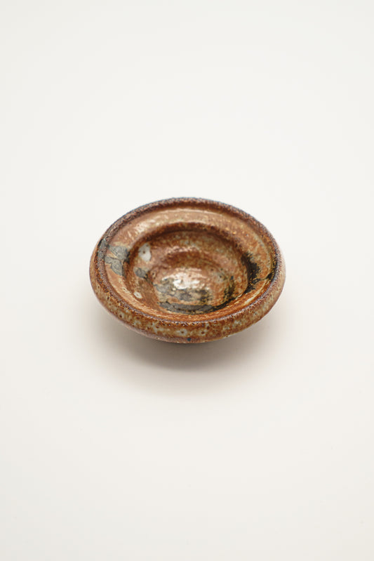 Trinket Dish in Rustic Orange with Manganese Accent
