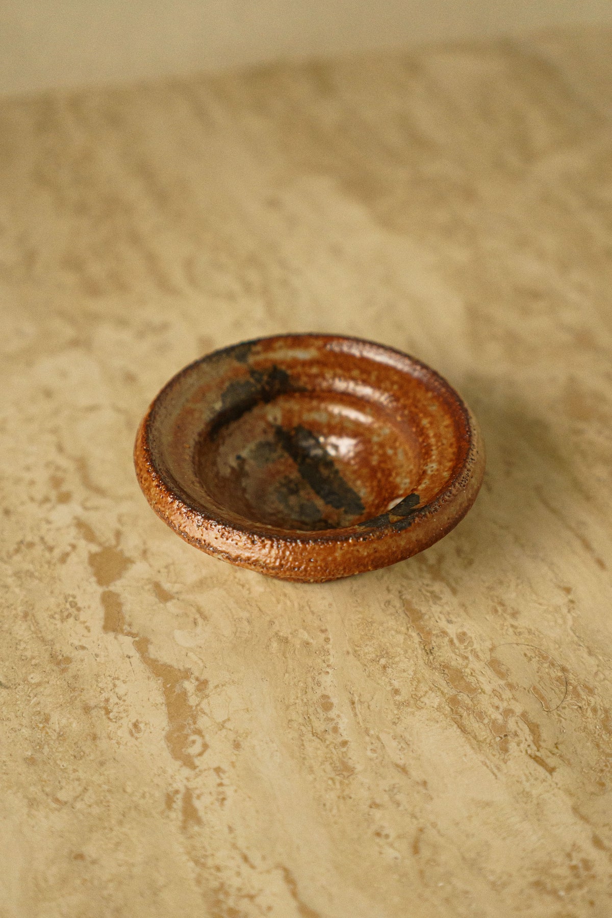 Trinket Dish in Rustic Orange with Manganese Accent