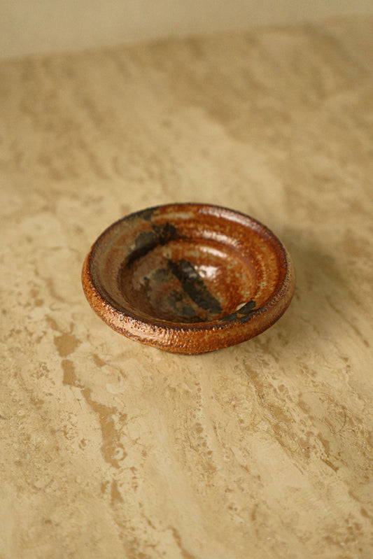 Trinket Dish in Rustic Orange with Manganese Accent