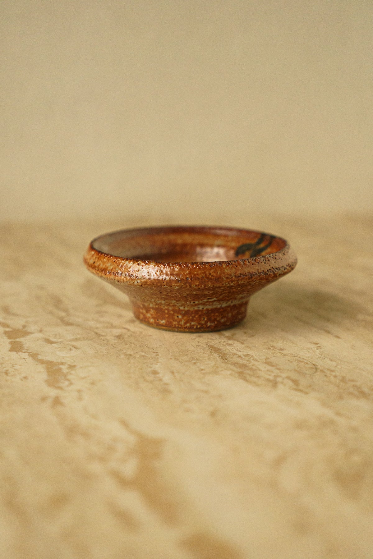 Trinket Dish in Rustic Orange with Manganese Accent