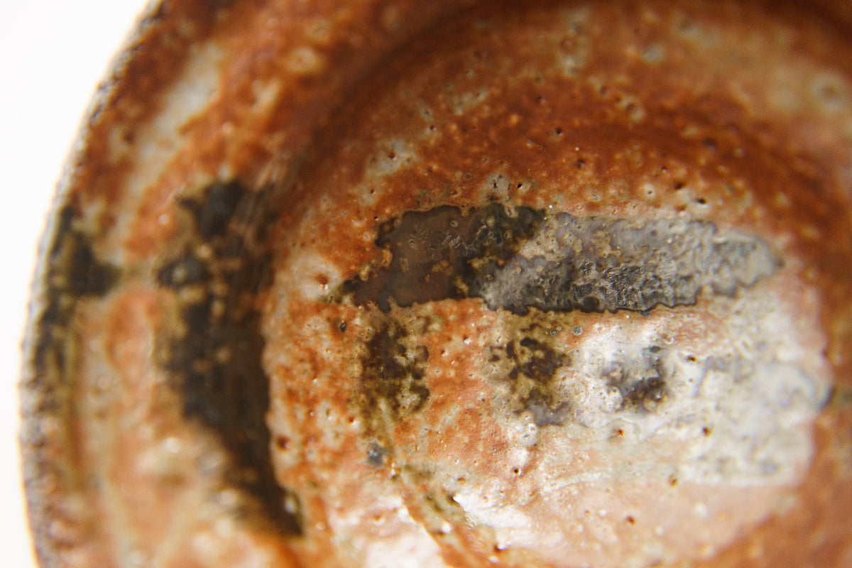 Trinket Dish in Rustic Orange with Manganese Accent