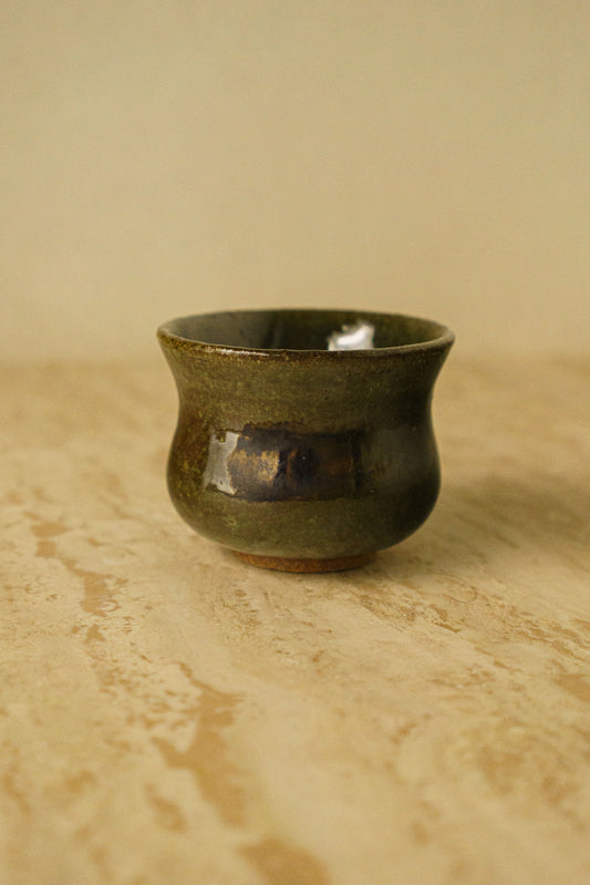 Dark Green Teacup with Manganese Accent