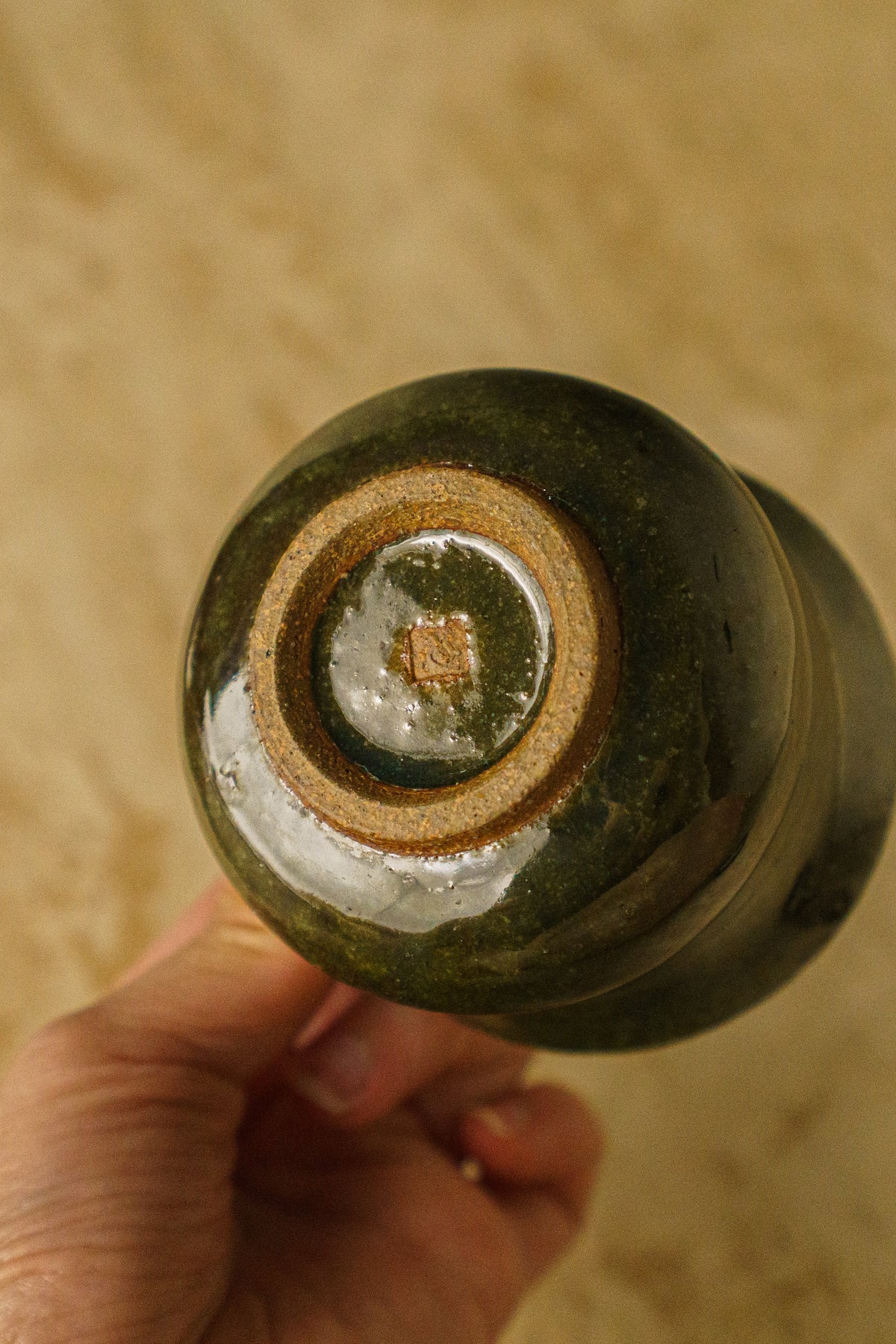 Dark Green Teacup with Manganese Accent