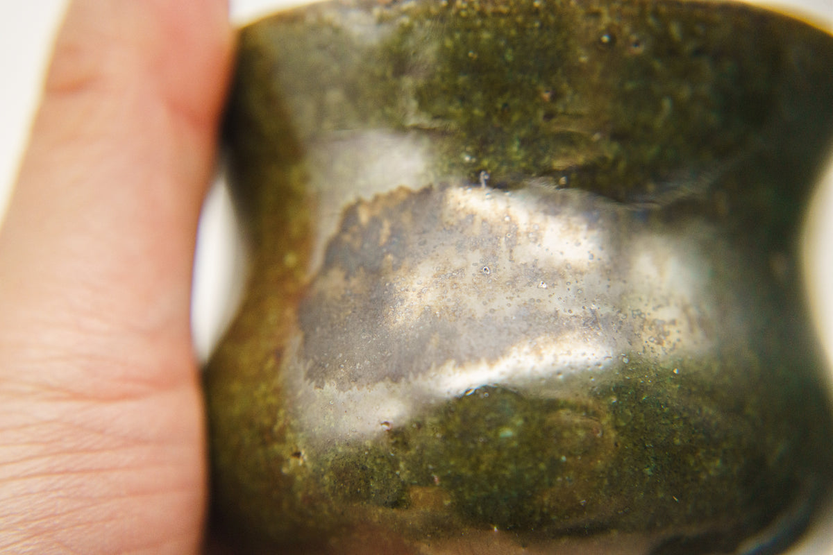 Dark Green Teacup with Manganese Accent