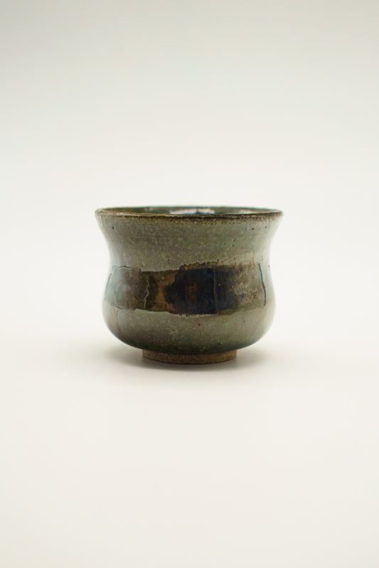 Dark Green Teacup with Manganese Accent