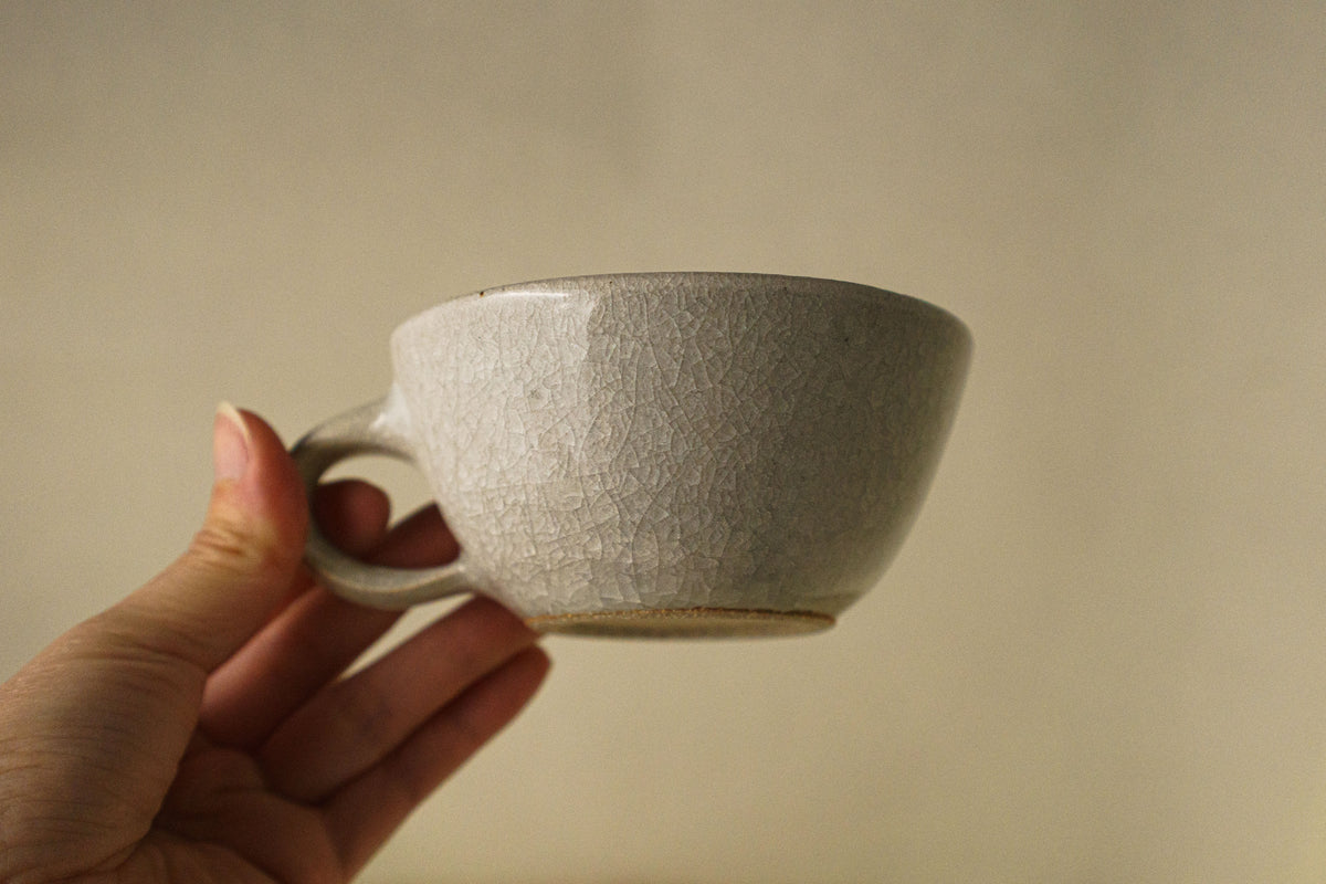 Wide Cappuccino Mug in Ice Crack