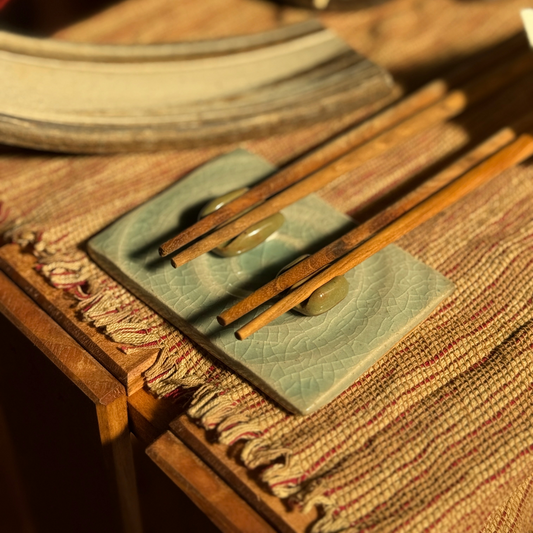 Two Petite Chopsticks Rest in Avocado Green